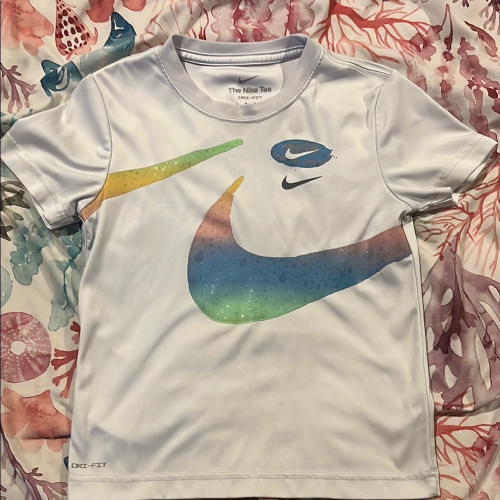 Nike Kids' White and Multicolor Graphic Tee